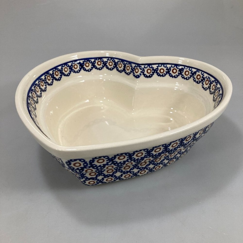 Bolesławiec Polish Pottery Heart Shaped Bowl 8.5x3